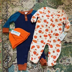 BUNDLE OF NWT FALL BABY ITEMS & pumpkin hat 🎃
